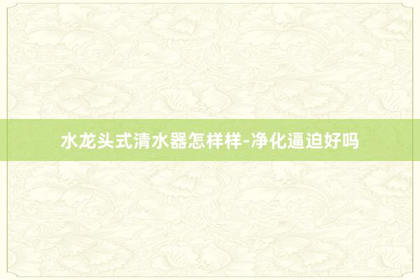 水龙头式清水器怎样样-净化逼迫好吗